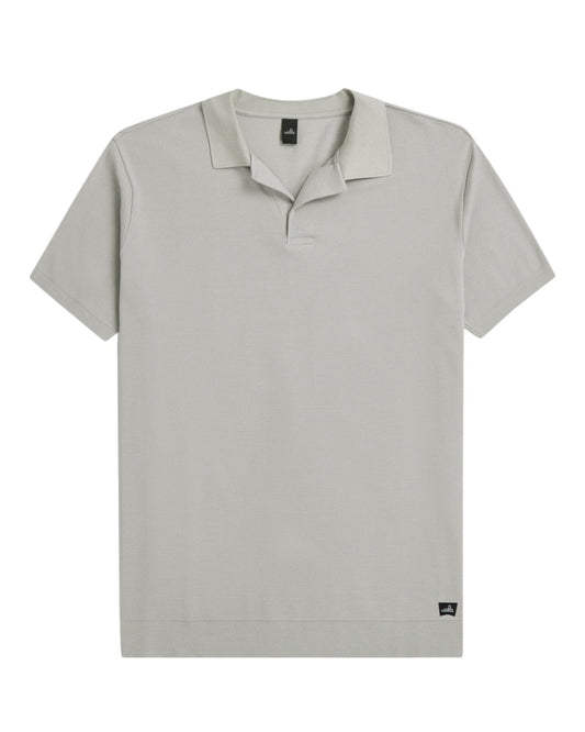 Stone Grey Daley Luxury Pique Open Collar Polo