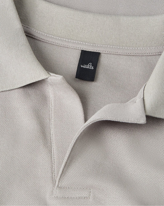 Stone Grey Daley Luxury Pique Open Collar Polo