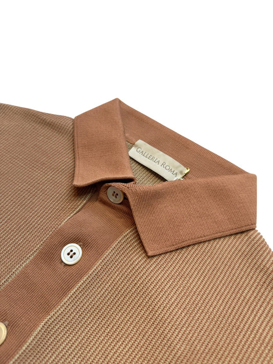 Ecru Brown Knitted Polo