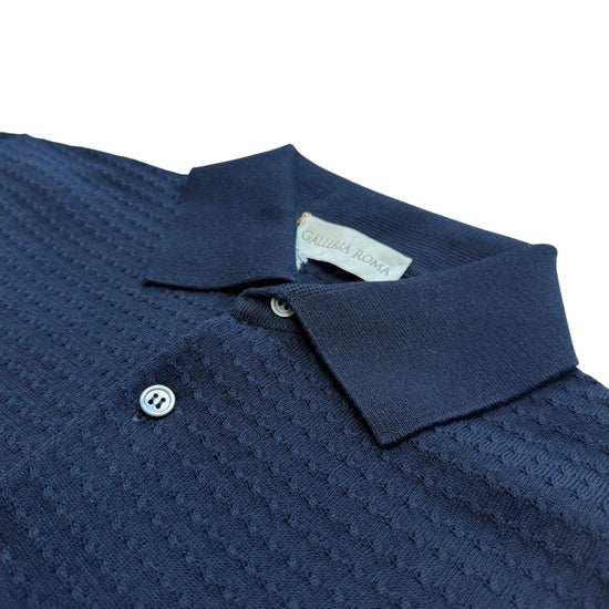 Navy Heavy Knitted Polo