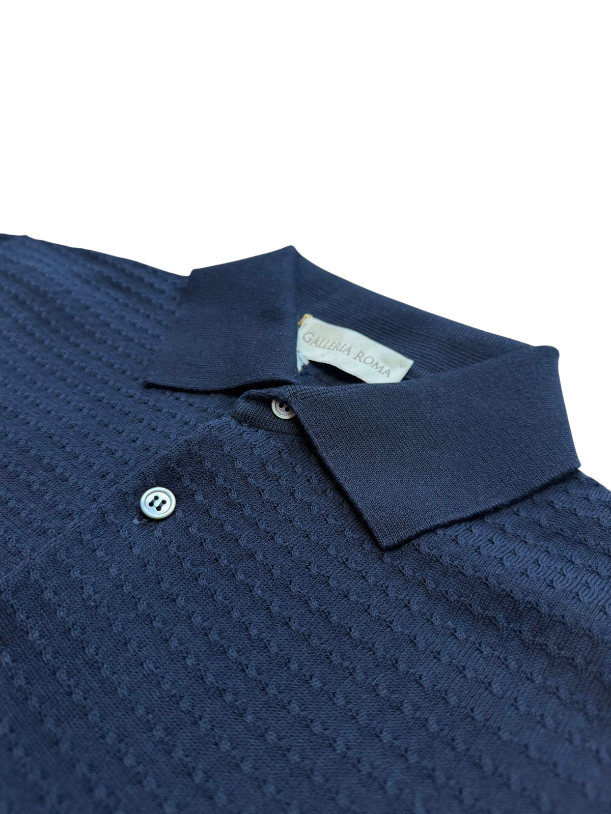 Navy Heavy Knitted Polo