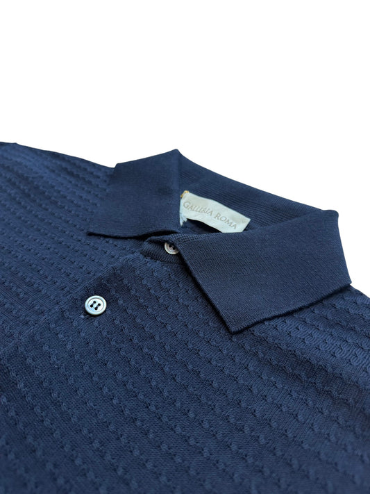 Navy Heavy Knitted Polo