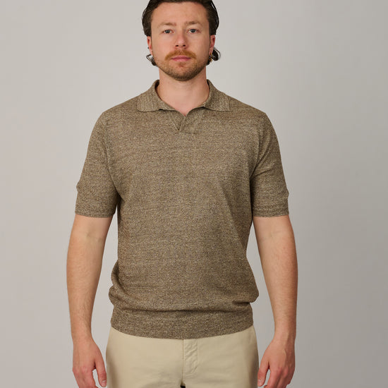 Greige Knitted Skipper Polo