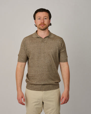 Greige Knitted Skipper Polo