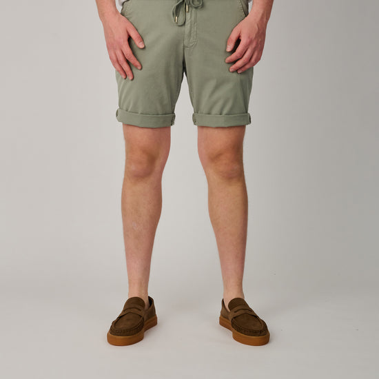 Malibu Tencel Mist Olive Drawstring Shorts