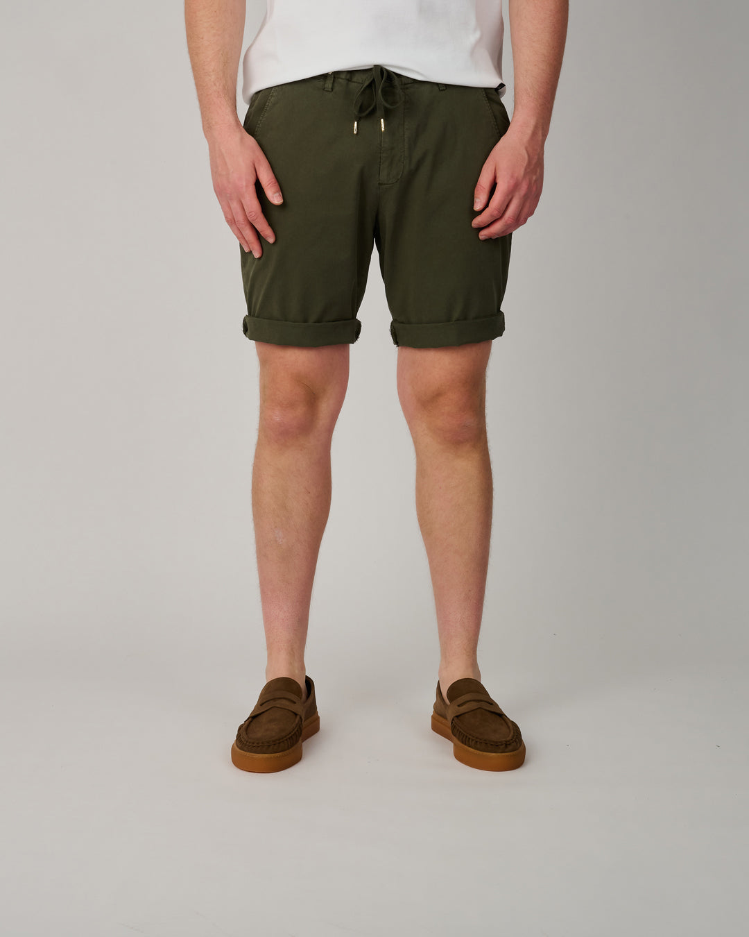 Malibu Tencel  Military Green Drawstring Shorts