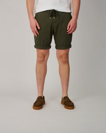Malibu Tencel  Military Green Drawstring Shorts