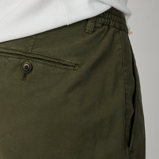 Malibu Tencel  Military Green Drawstring Shorts