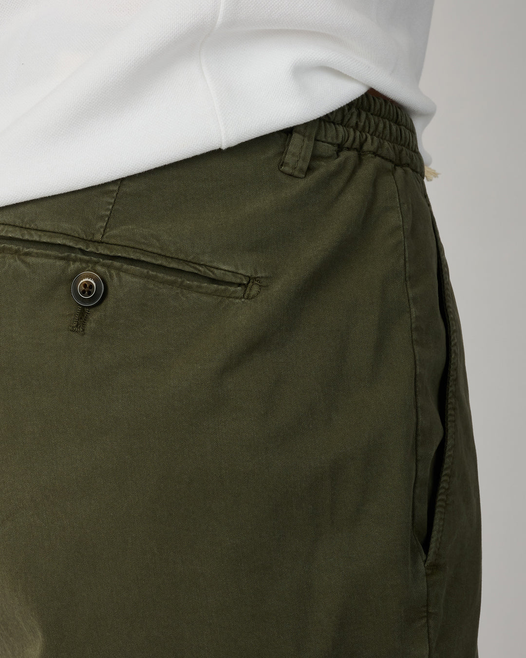 Malibu Tencel  Military Green Drawstring Shorts