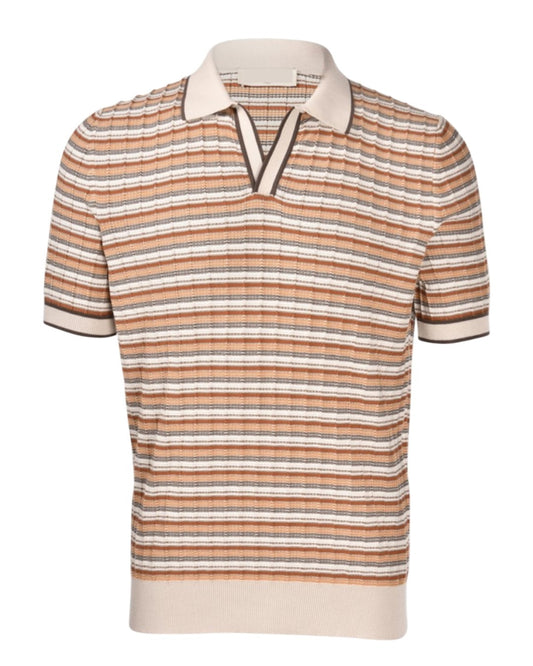 Vintage Mauve Striped Cotton Skipper Polo
