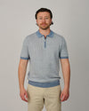 Frost Blue Striped Knitted Zip Polo