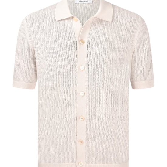 White Button Through Knitted Polo