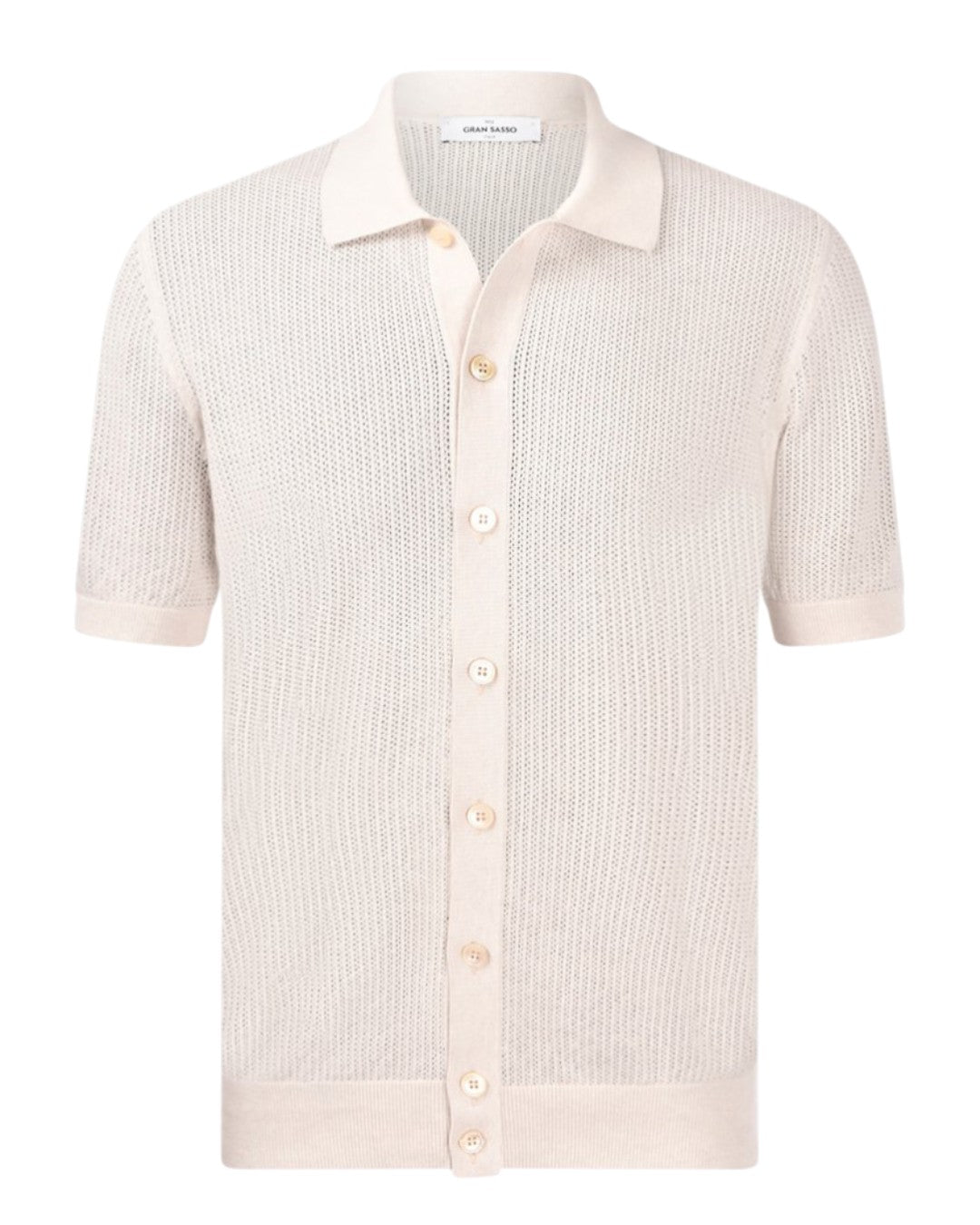 White Button Through Knitted Polo