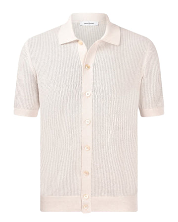 White Button Through Knitted Polo