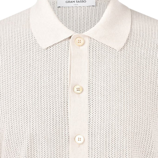 White Button Through Knitted Polo