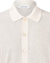 White Button Through Knitted Polo