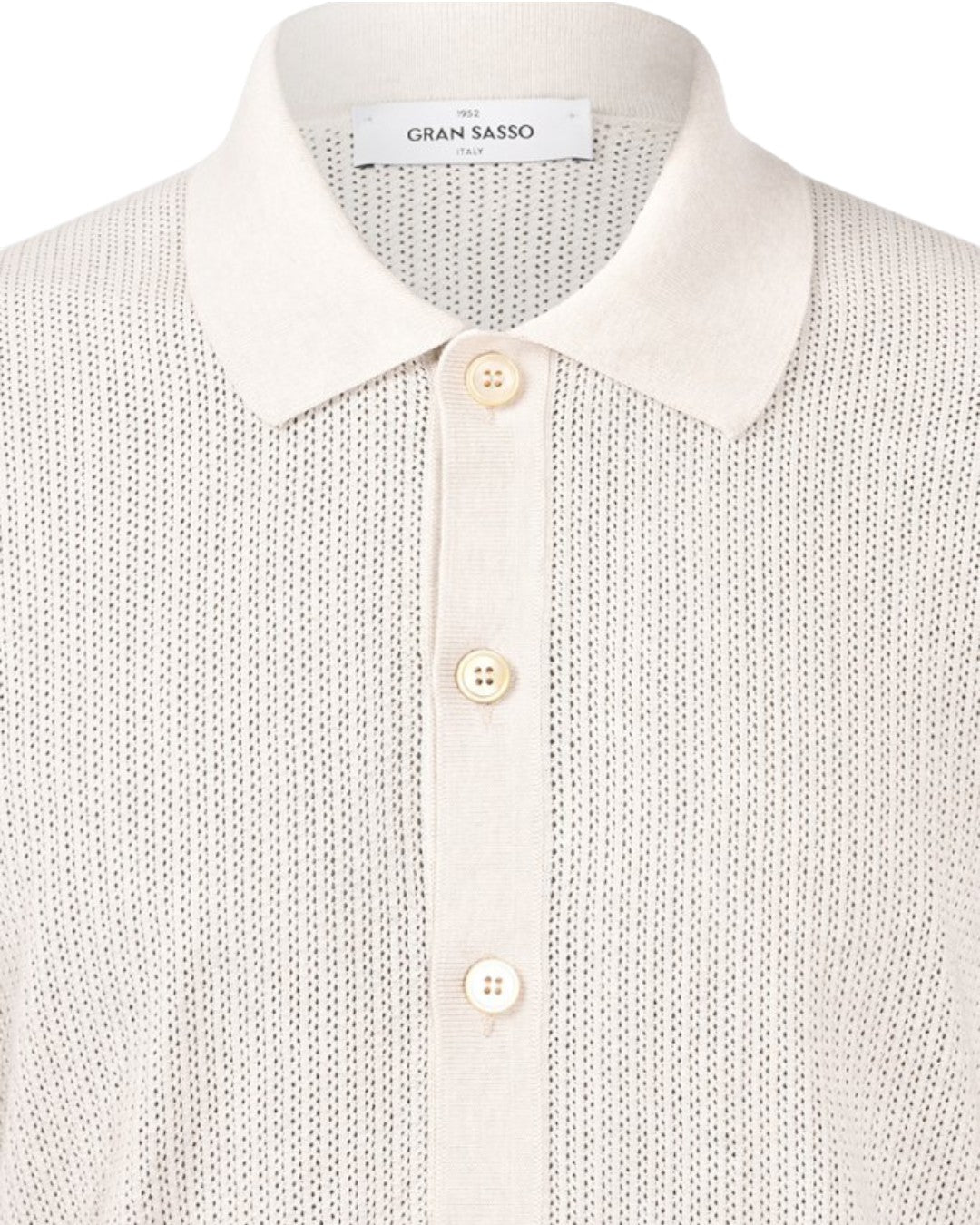 White Button Through Knitted Polo