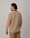 Brown Beige Stripe Button Through Knitted Polo