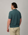 Blue Honeycomb Knitted Cotton Skipper Polo