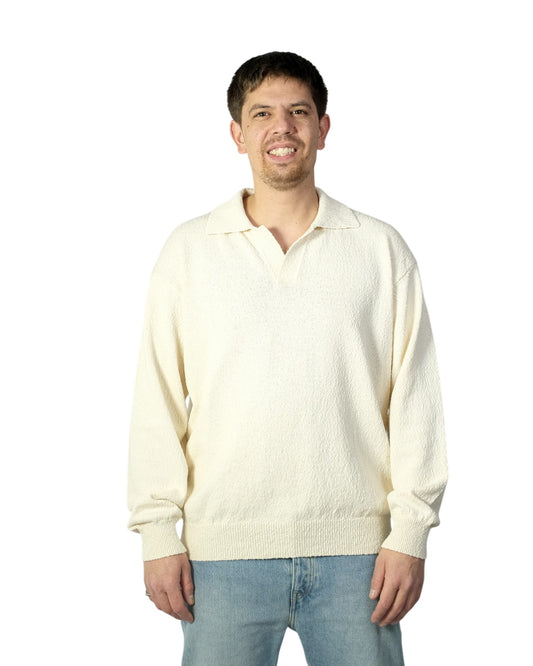 Ecru Comfy Fit LS Skipper Polo