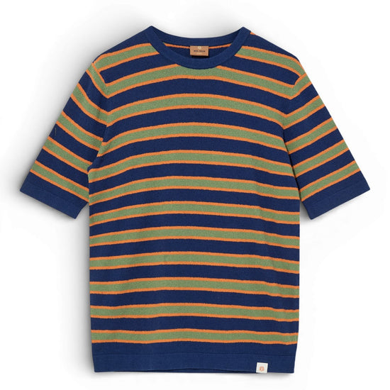 Estate Blue Kyle Boucle Stripe Knitted T-shirt