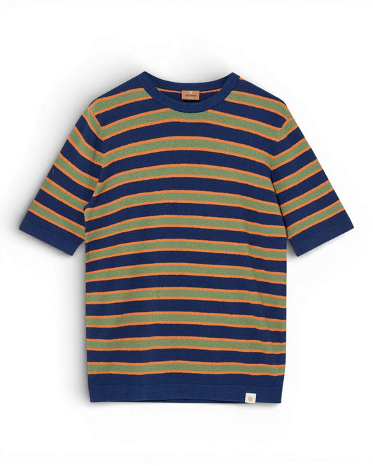 Estate Blue Kyle Boucle Stripe Knitted T-shirt
