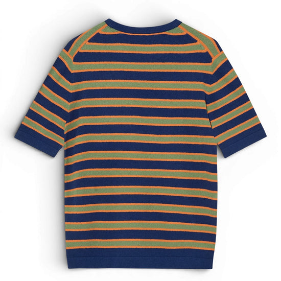 Estate Blue Kyle Boucle Stripe Knitted T-shirt