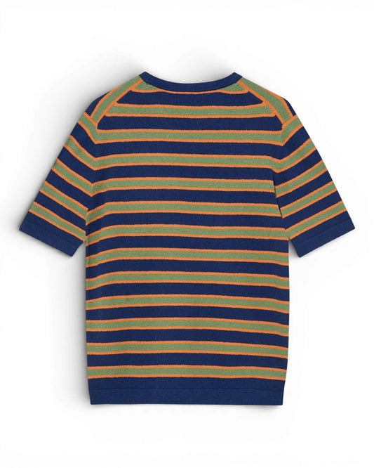 Estate Blue Kyle Boucle Stripe Knitted T-shirt