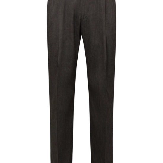 Brown Leek Relaxed Fit Pleated Trousers