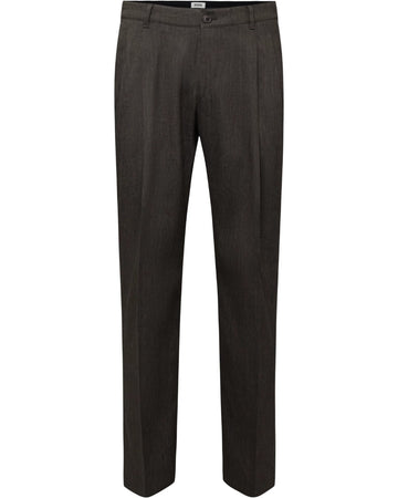Brown Leek Relaxed Fit Pleated Trousers