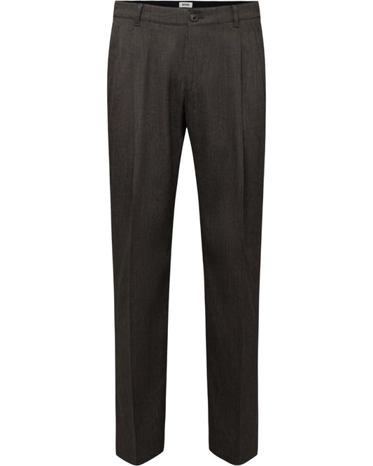 Brown Leek Relaxed Fit Pleated Trousers