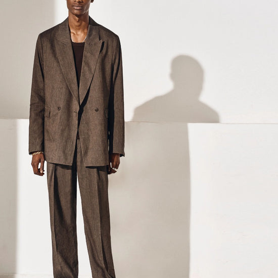 Brown Leek Relaxed Fit Pleated Trousers