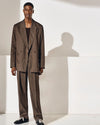 Brown Leek Relaxed Fit Pleated Trousers