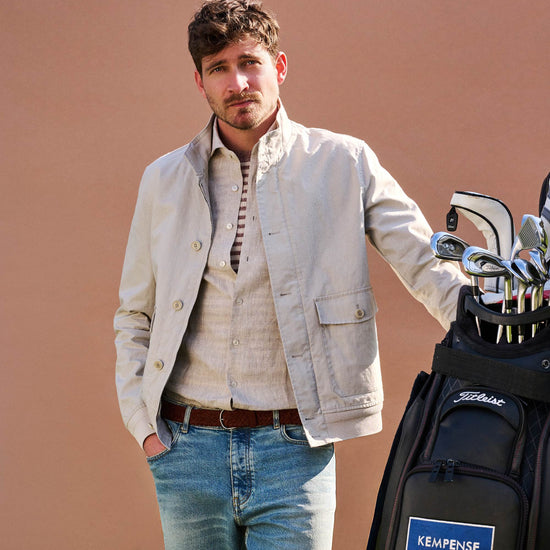 Oatmeal Milk Soil Alcamo Button Closure Bomber Jacket