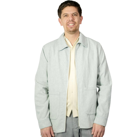 Stone Denim Twill Zipped Overshirt