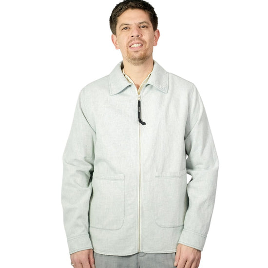 Stone Denim Twill Zipped Overshirt