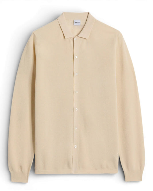 Natural Beige Knitted Poloshirt