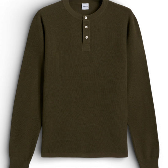 Military Cotton Henley Pullover