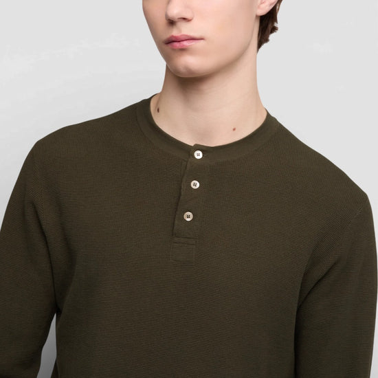 Military Cotton Henley Pullover