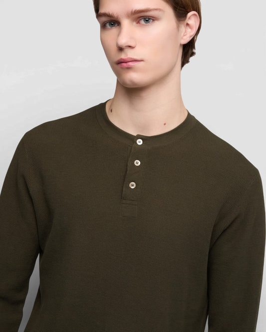 Military Cotton Henley Pullover