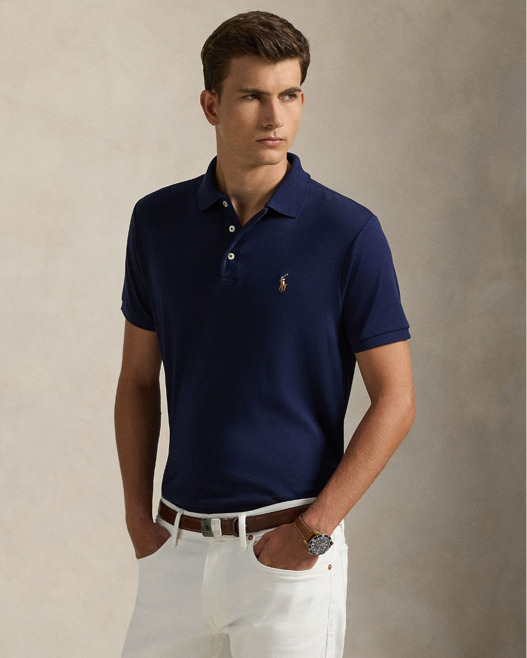 Refined Navy Soft Cotton Slim Fit Polo
