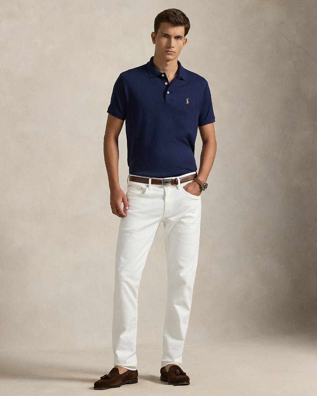 Refined Navy Soft Cotton Slim Fit Polo