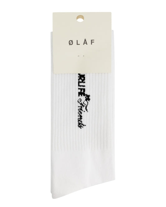 Optical White Script Friends Sock