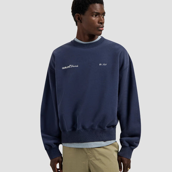 Navy Script Friends Boxy Sweater