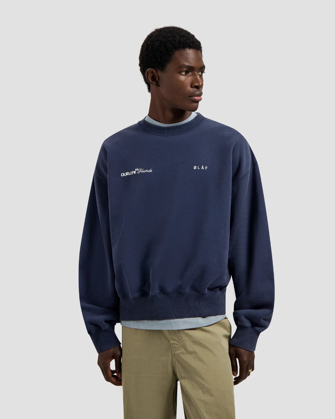 Navy Script Friends Boxy Sweater