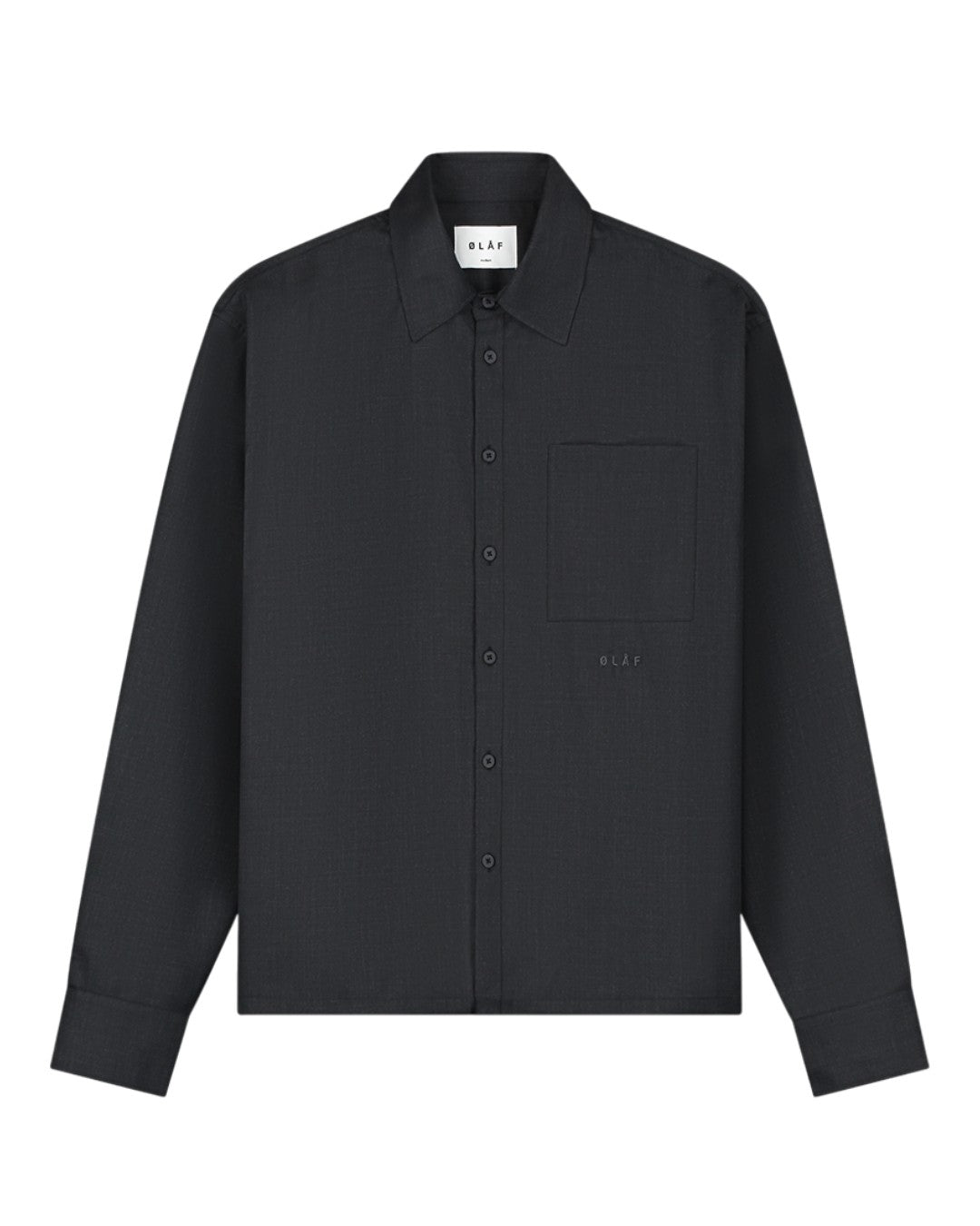 Charcoal Wool Blend Boxy Shirt