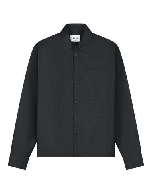 Charcoal Wool Blend Boxy Shirt