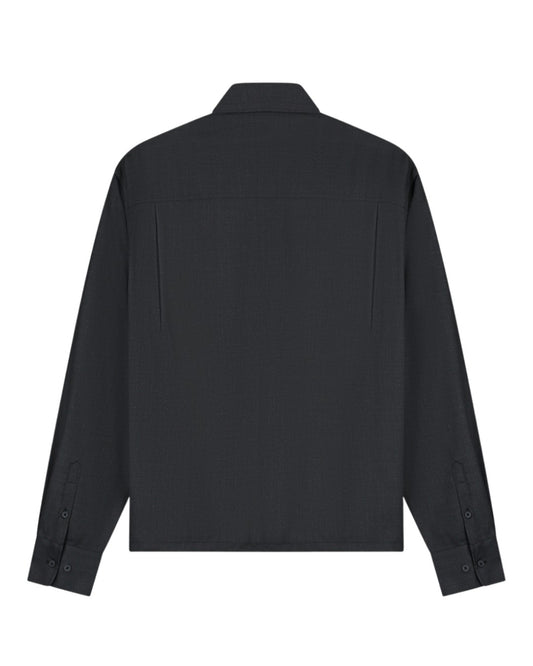 Charcoal Wool Blend Boxy Shirt