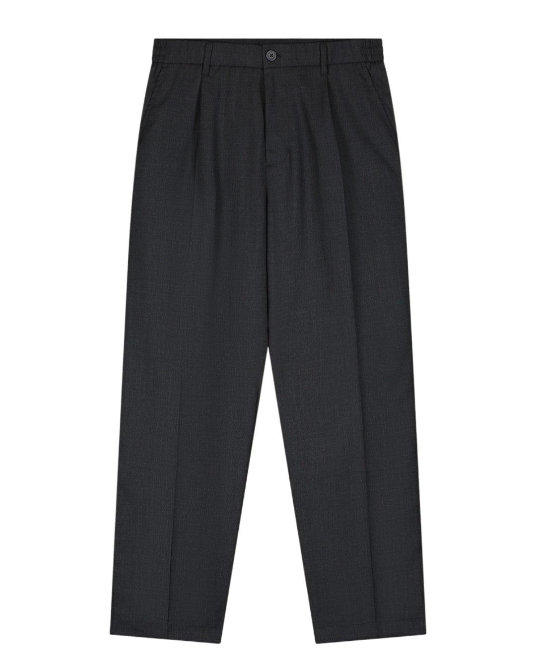 Charcoal Regular Wool Blend Pleated Trousers