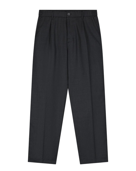 Charcoal Regular Wool Blend Pleated Trousers